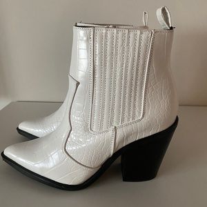 ASOS women’s white heeled ankle boots